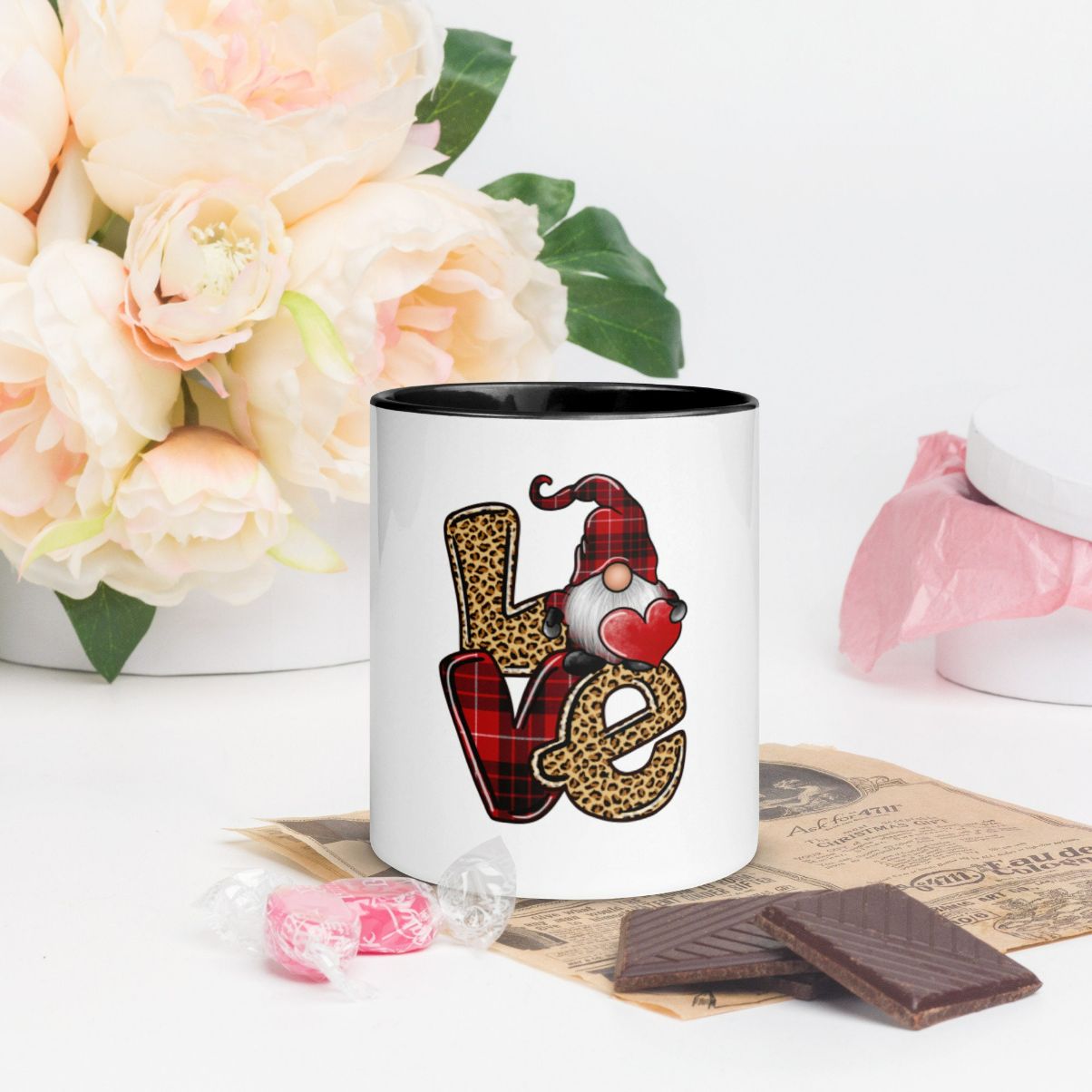 Gnome Love Valentines Mug With Color Inside