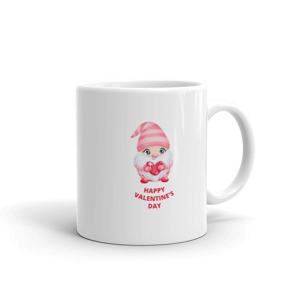 Gnome White Mug Valentine’s Day Gift Super Cute