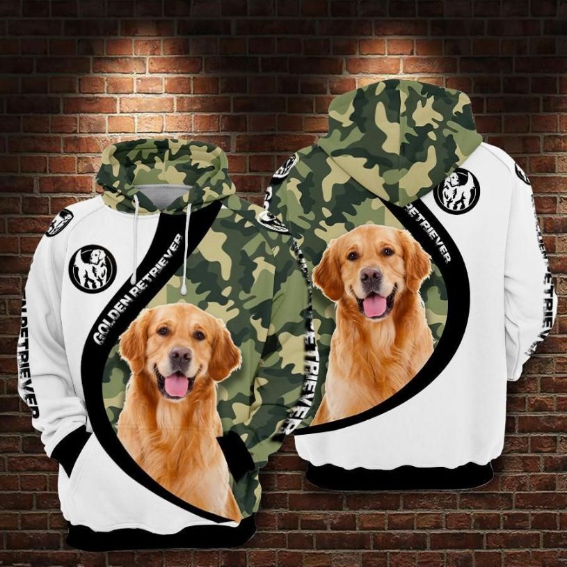 Golden Betrriever Over Print 3d Zip Hoodie
