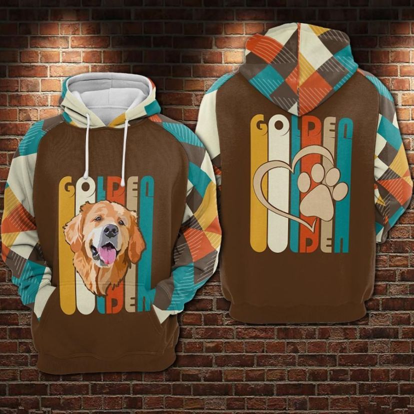 Golden Dogs Over Print 3d Zip Hoodie