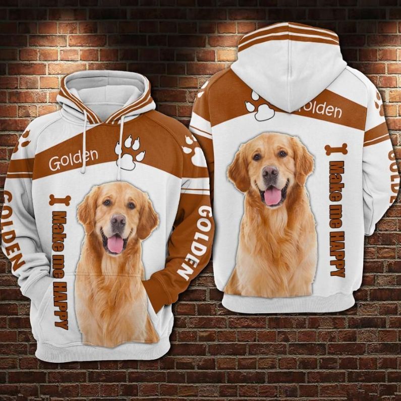 Golden I Make Me Happy Over Print 3d Zip Hoodie