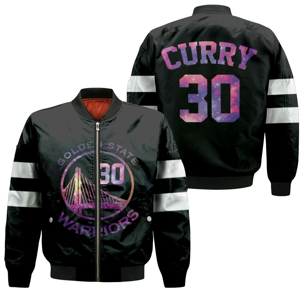 Golden State Warriors Stephen Curry #30 Nba Basketball Team Iridescent Black 3d Designed Allover Gift For Warriors Fans Bomber Jacket