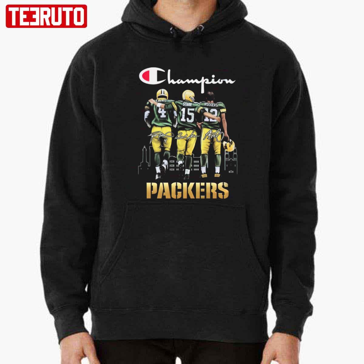 Green Bay Packers Champion Brett Favre Bart Starr And Aaron Rodgers Shirt -  T-shirts Low Price