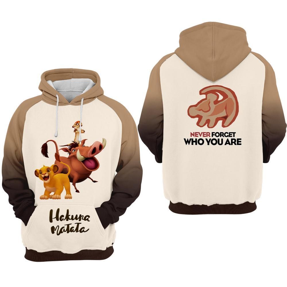 Hakuna Matata Cartoon Lion The King Never Forget Who Are You Over Print 3d Zip Hoodie