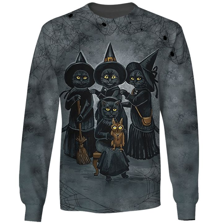 Halloween black cat witches 3D Sweatshirt