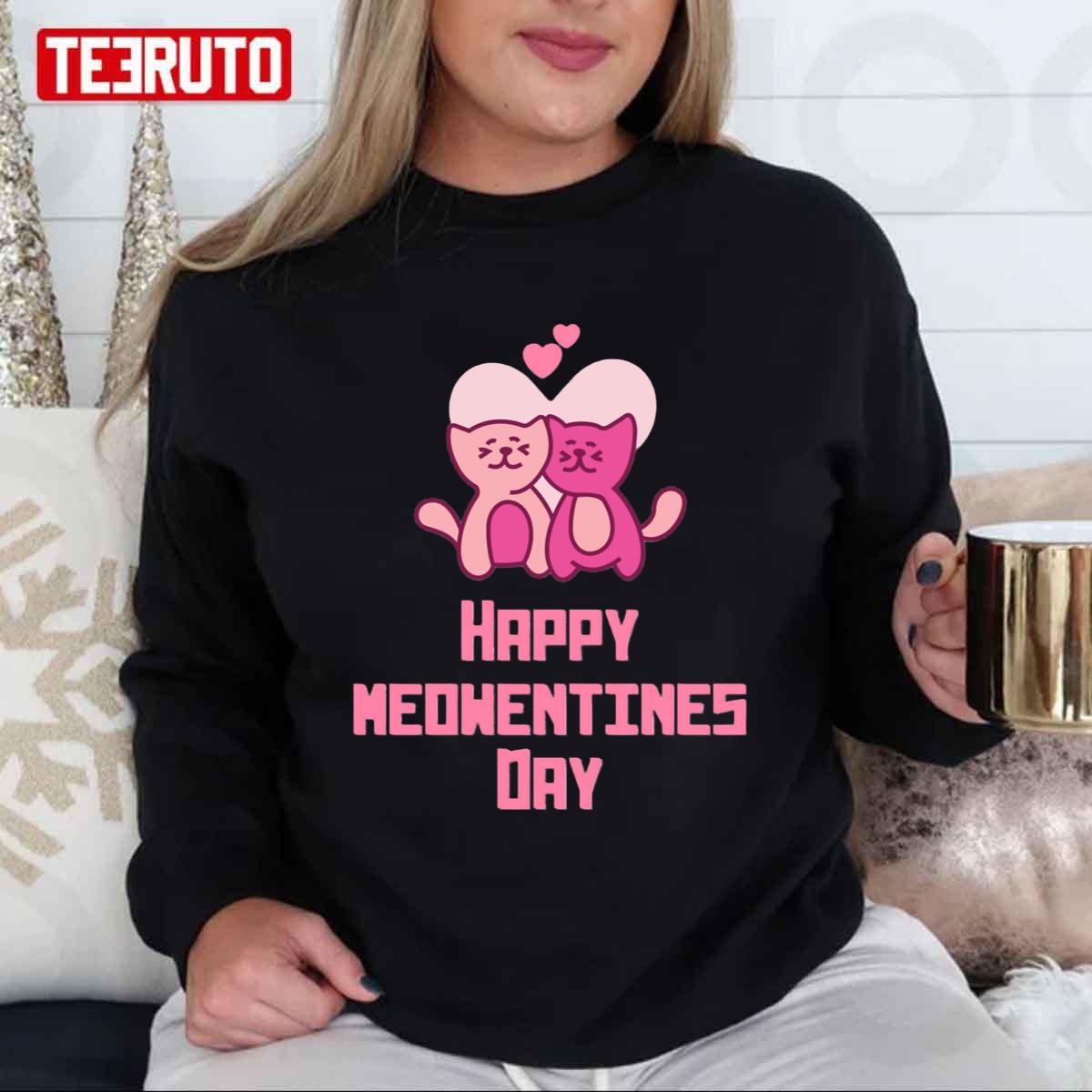 Happy Meowentines Day Pink Cats Valentine Unisex Sweatshirt