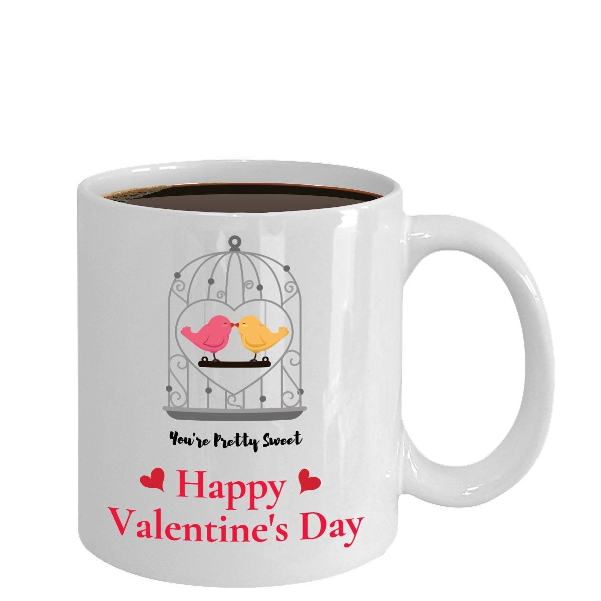 Happy Valentines Day Gift For Couple Love Birds Coffee Mug