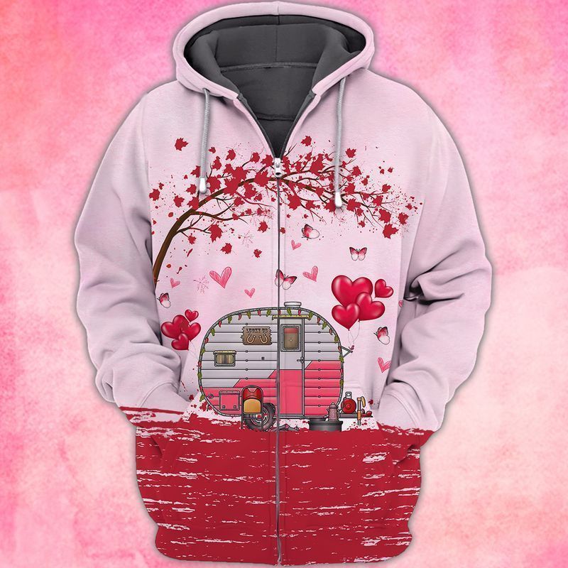 Heart Camping Car 3d Zip Hoodie