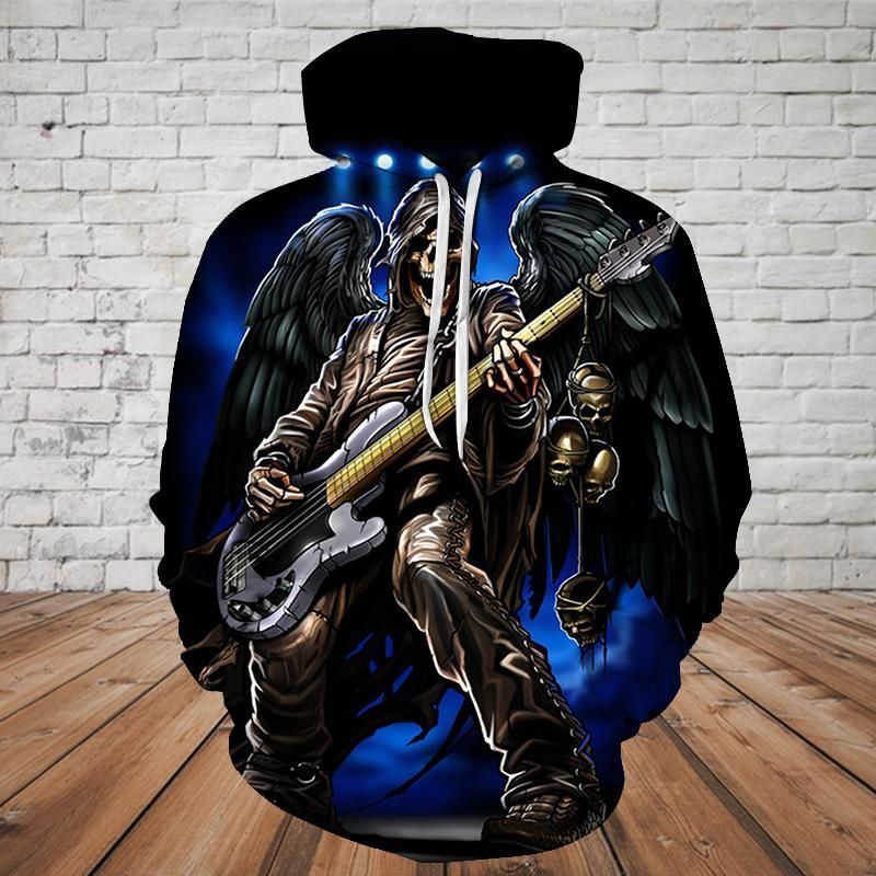 Heavy Metal Skeleton Blue Good 3d Zip Hoodie