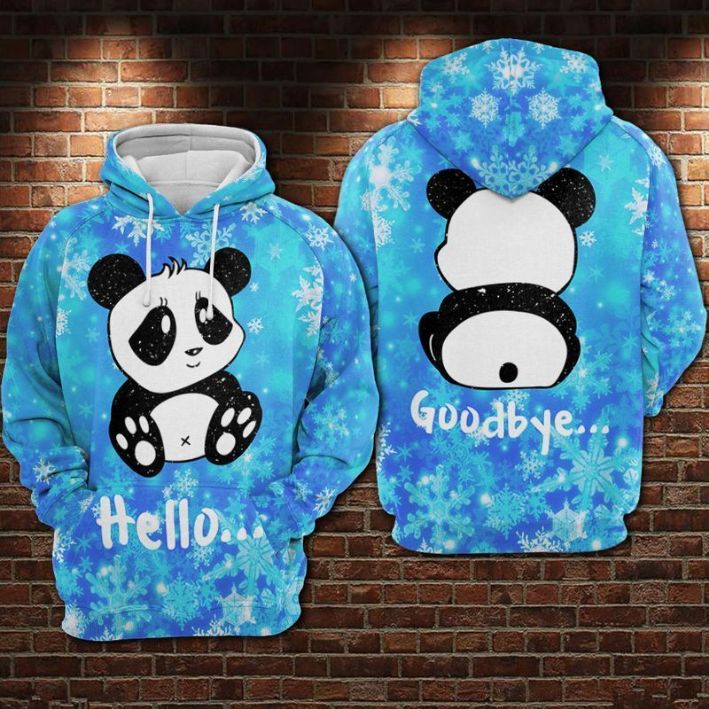 Hello And Goodbye Panda Over Print 3d Zip Hoodie