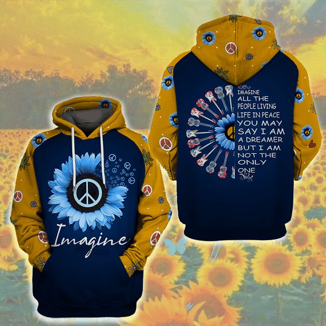 Hippie Imagine All The People Living Life In Peace You May Say I Am A Dreamer But I Am Not The Only One 3d Zip Hoodie