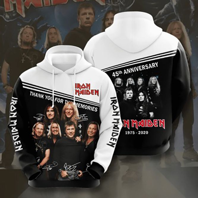 Iron Maiden 45th Anniversary 1975 2020 Signature Design Gift For Fan Custom 3d All Over Printed Hoodie