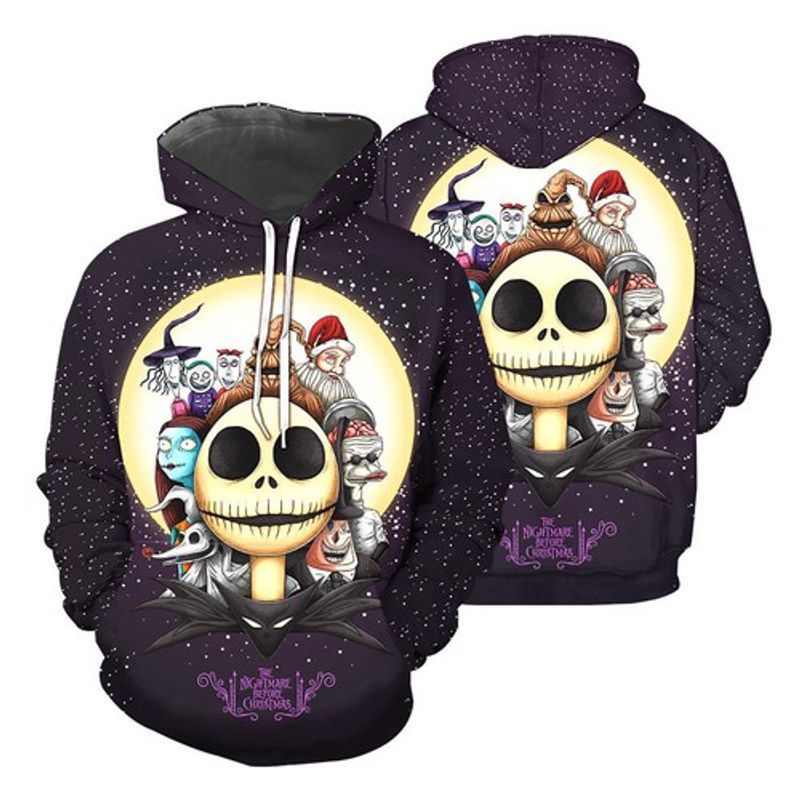 Jack Skellington And Other Characters The Nightmare Before Christmas 3d Hoodie