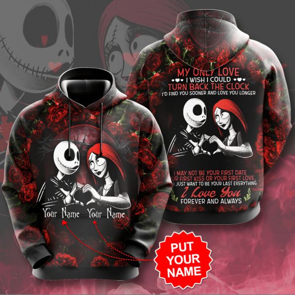Jack Skellington And Sally And The Nightmare Before Christmas Design Gift For Fan Custom 3d All Over Printed Hoodie