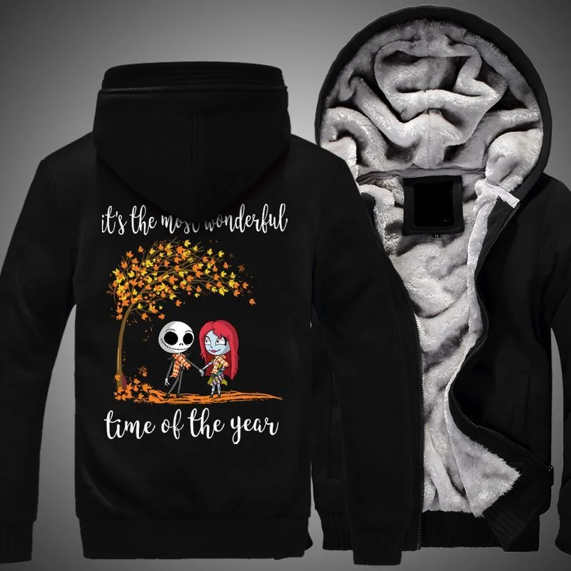 Jack Skellington And Sally The Nightmare Before Christmas Its The Most Wonderful Time 3d Fleece Zip Hoodie