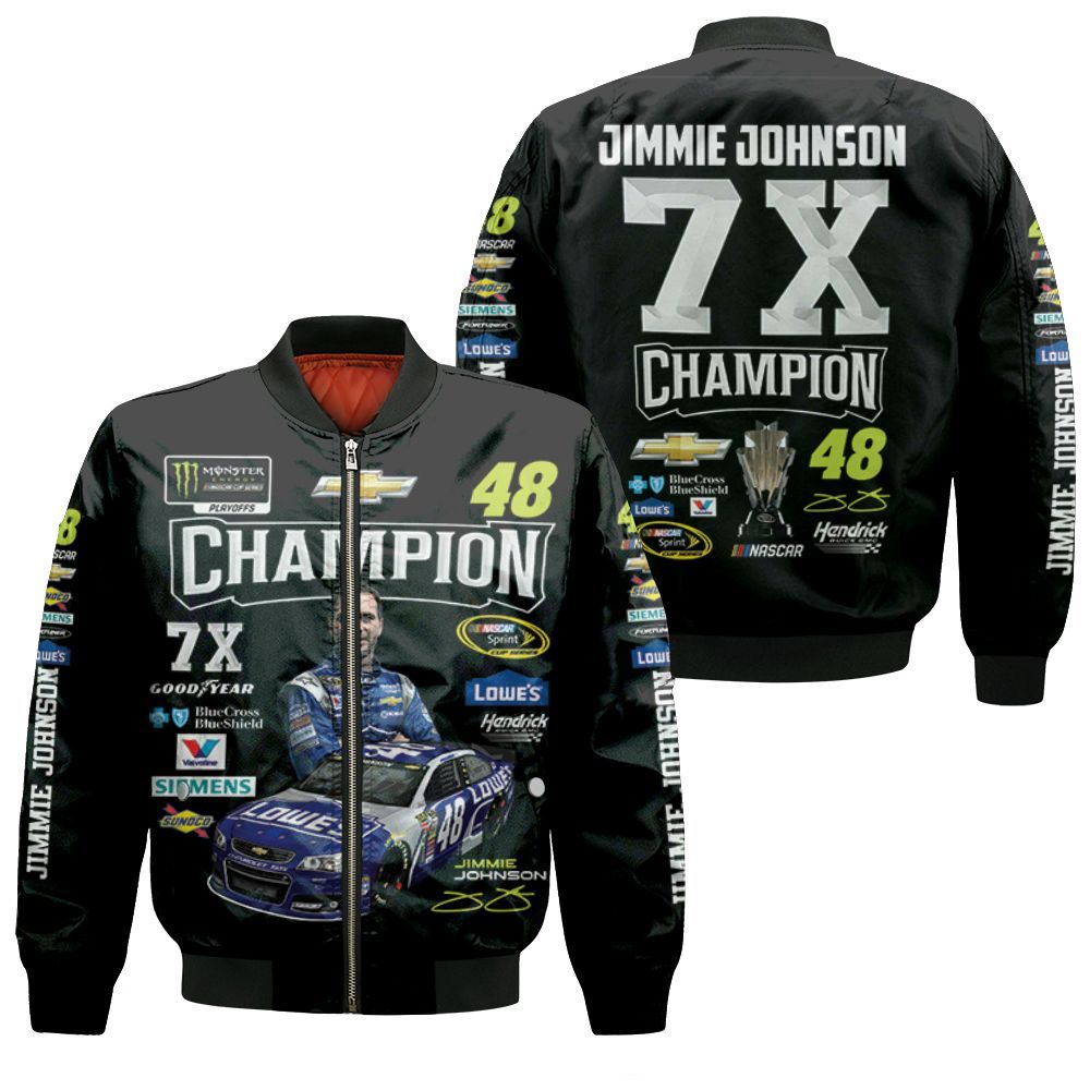 Jimmie Johnson 7x Champion Nascar Racing Driver Signature For Fan 3d T Shirt Hoodie Sweater Bomber Jacket