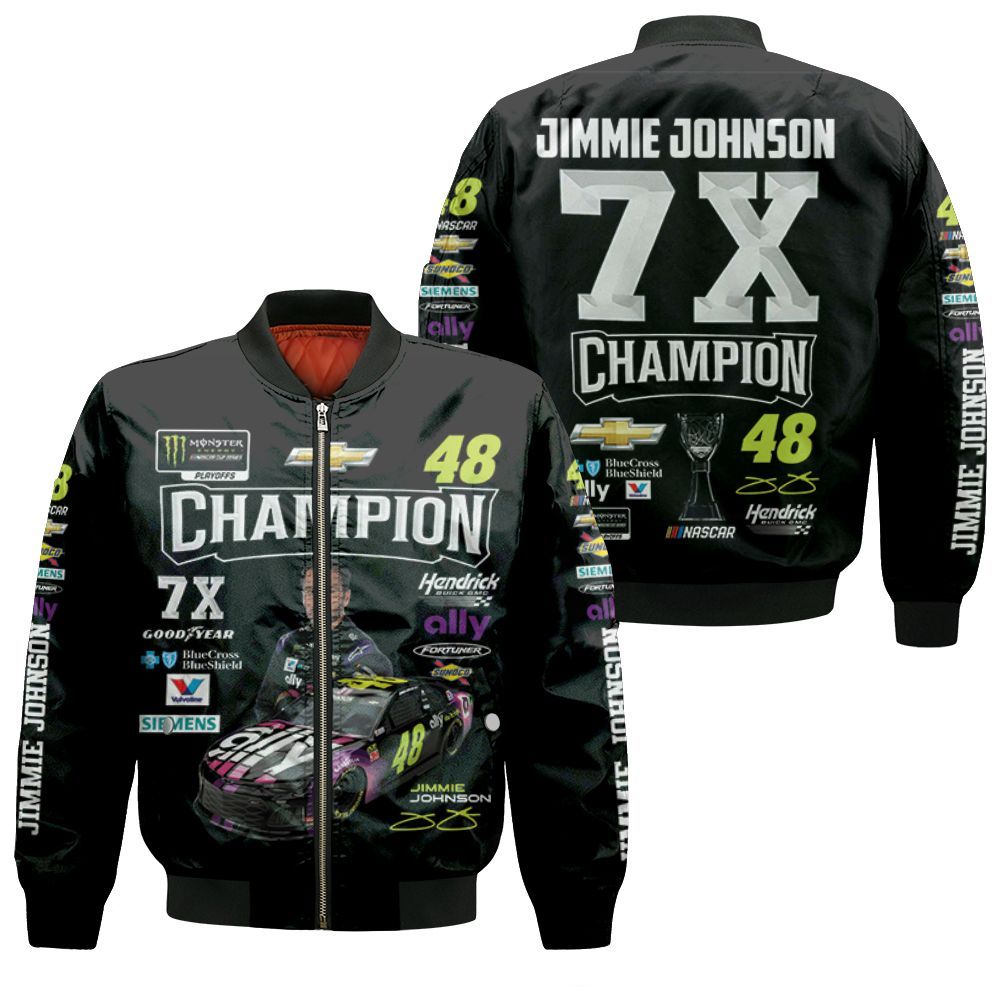 Jimmie Johnson Champion 7x Chevrolet For Fan 3d T Shirt Hoodie Sweater Bomber Jacket