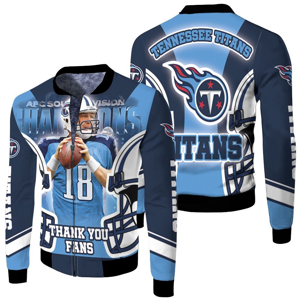 Josh Stewart #18 Tennessee Titans Afc South Division Champions Super Bowl 2021 Fleece Bomber Jacket