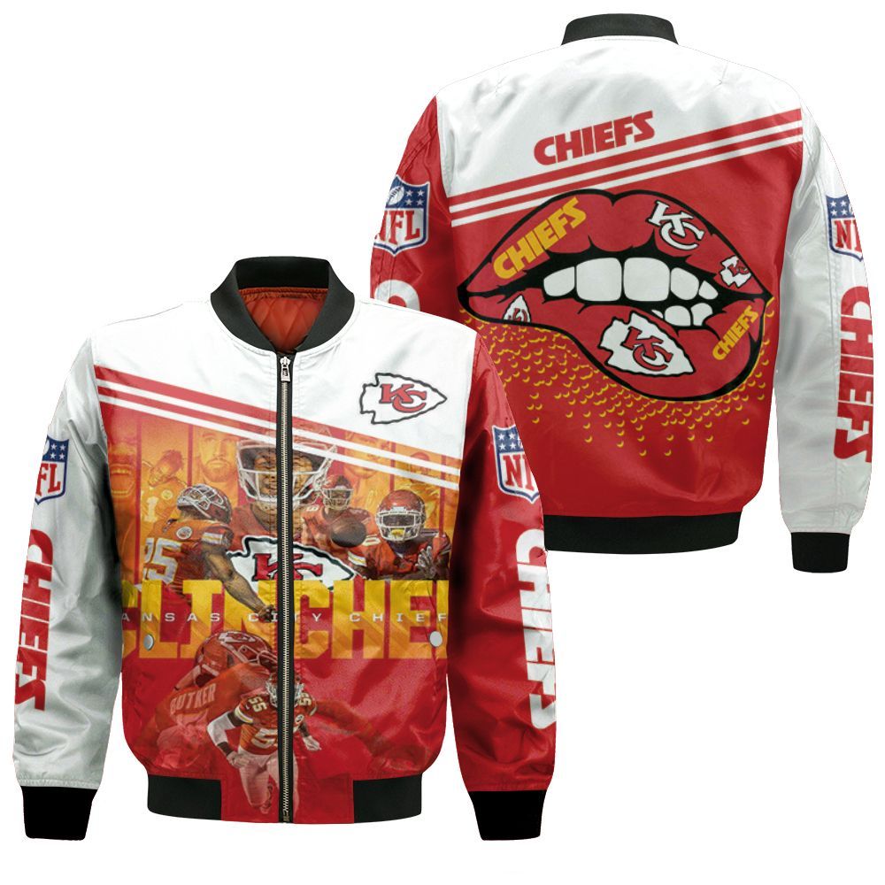 Kansas City Chiefs Nfl 2020 Season Clinched Sexy Lips Afc West Division Champion 2020 Bomber Jacket