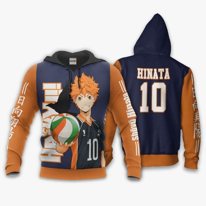 Karasuno Shoyo Hinata Anime Manga Haikyuu 3d T Shirt Zip Bomber Hoodie