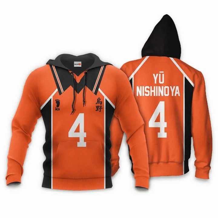 Karasuno Yu Nishinoya Anime Manga Haikyuu Number 4 3d Zip Hoodie - Teeruto