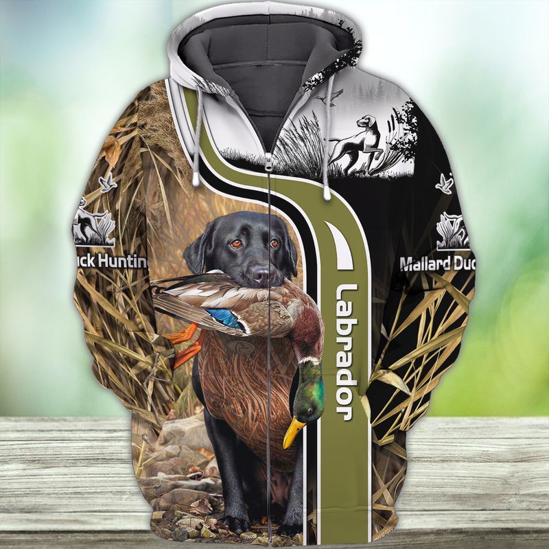 Labrador Duck Hunting 3d Zip Hoodie