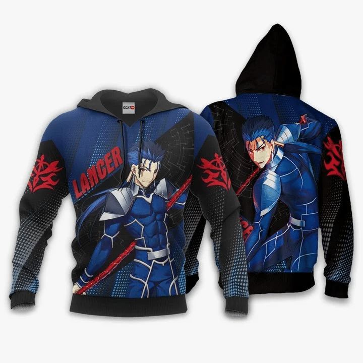 Lancer Anime Manga Fate Stay Night 3d Zip Hoodie