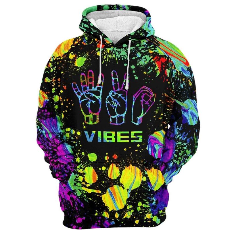 Language Hand Sign Vibes Full Printing 3d Hoodie