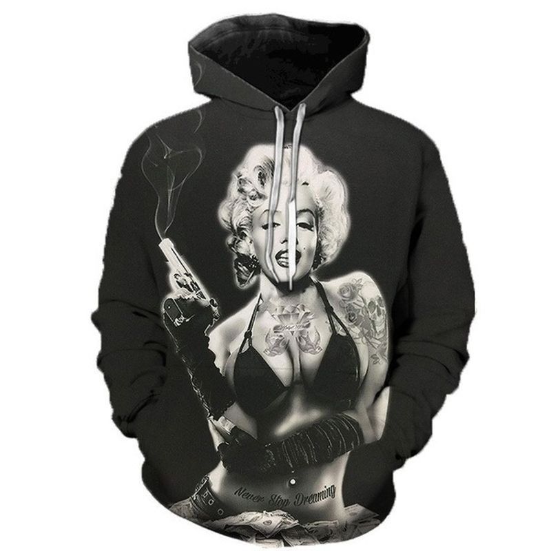 Latest Sexy Goddess Marilyn Monroe Over Print 3d Zip Hoodie