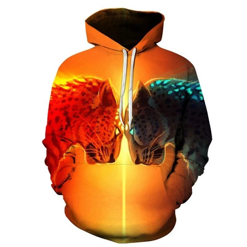 Leopard Panther Over Print 3d Zip Hoodie