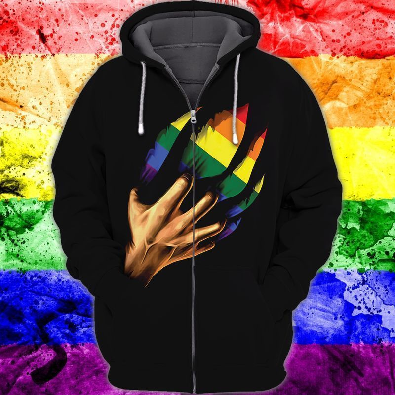 Lgbt Hand 3d Zip Hoodie