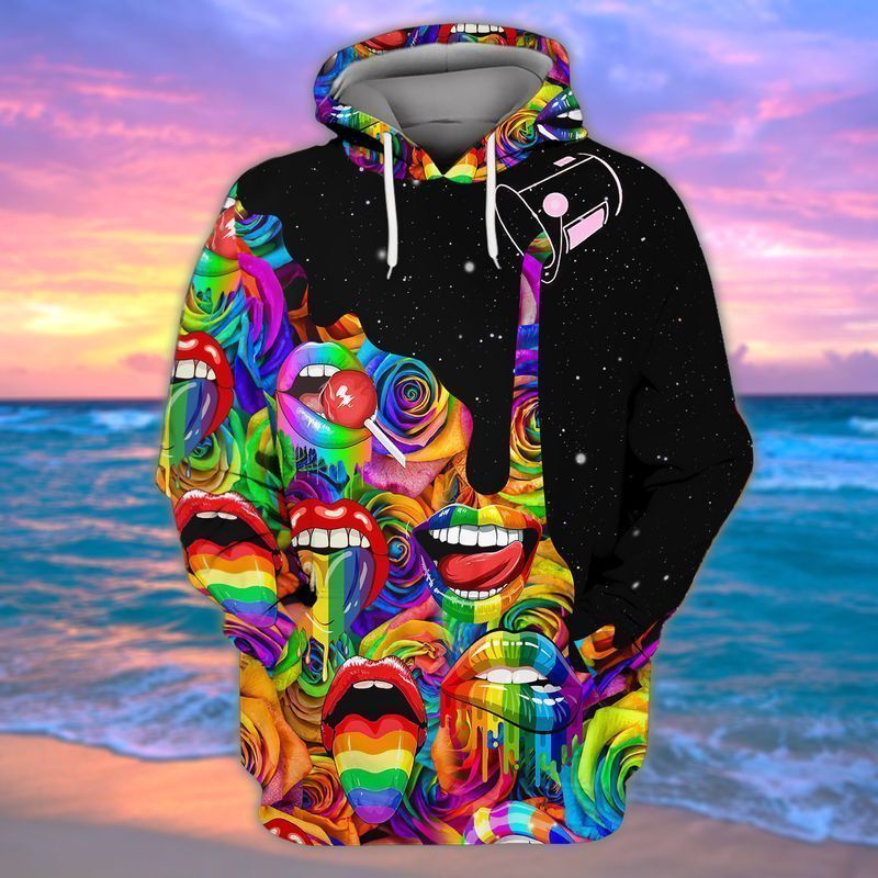 Lgbt Lips 3d Zip Hoodie