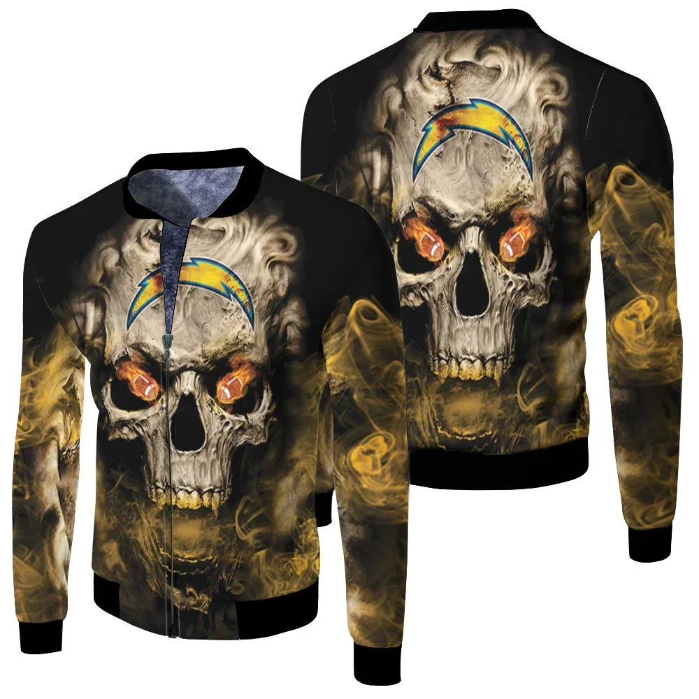 Los Angeles Chargers Skull Los Angeles Chargers 3d Jersey Fleece Bomber Jacket