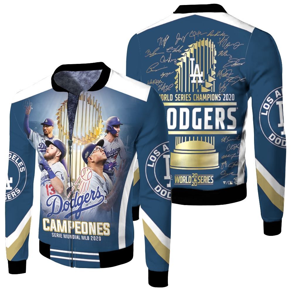 Los Angeles Dodgers Campeones Serie Mundial Mlb 2020 Fleece Bomber Jacket