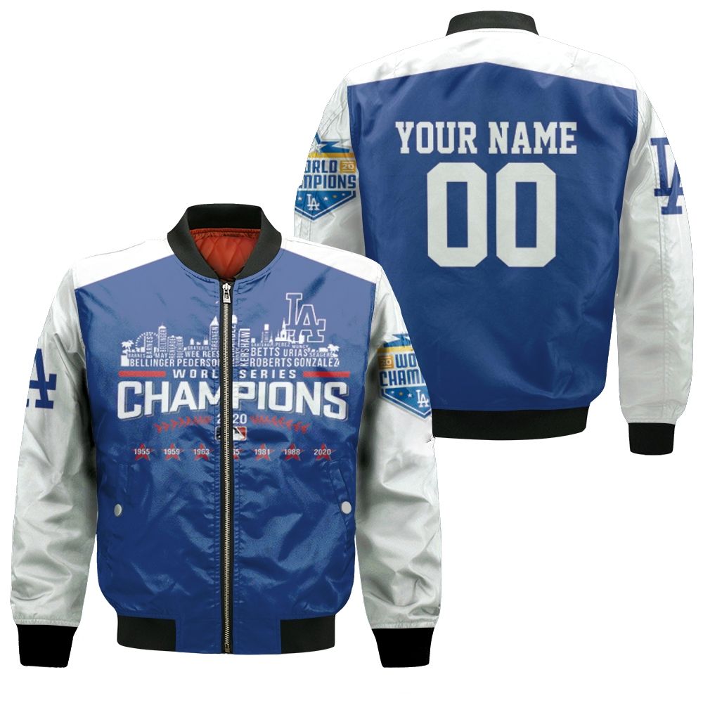 Los Angeles Dodgers Team Name World Series Champions 3d Personalized Bomber Jacket