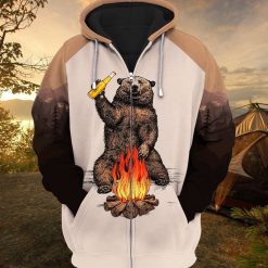 Love Camping The Bear With Beer 3d Zip Hoodie