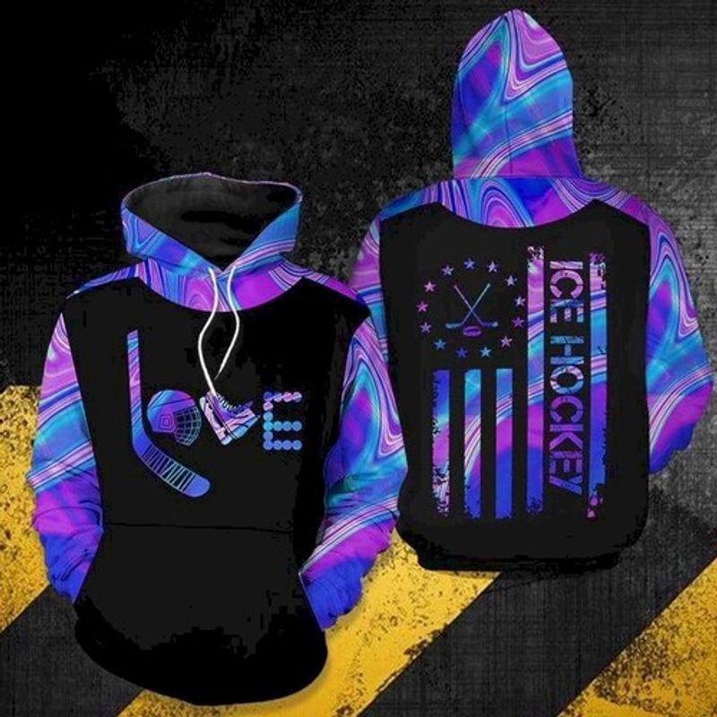 Love I Hockey All Over Printing 3d Hoodie