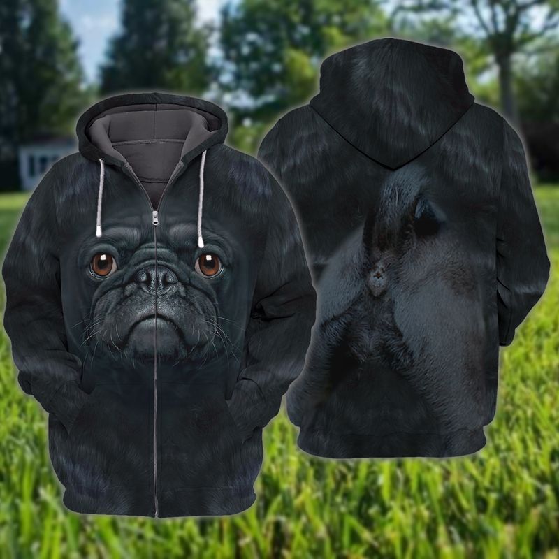 Love Pug Dog 3d Zip Hoodie