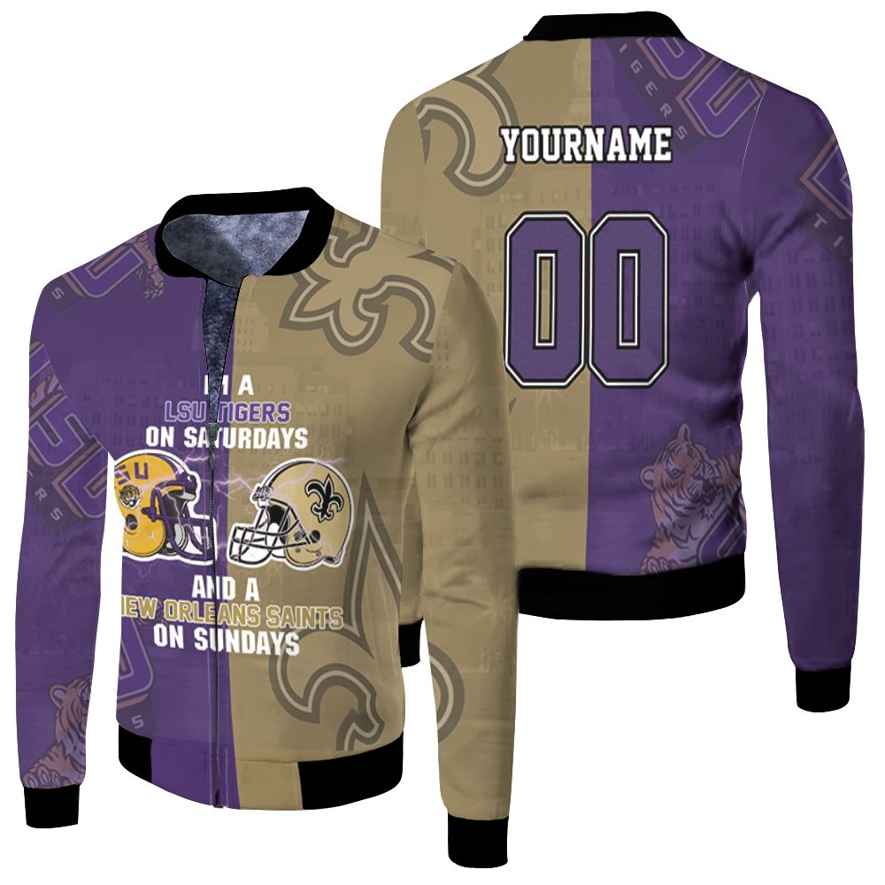 Lsu Tigers On Saturdays And New Orleans Saints On Sundays Fan 3d Fleece Bomber Jacket