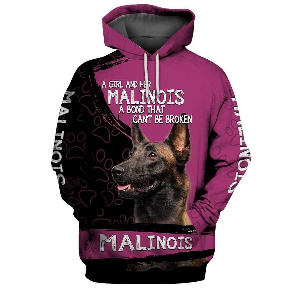 Malinois A Girl And Her Malinois A Bond That Cant Be Broken Over Print 3d Zip Hoodie