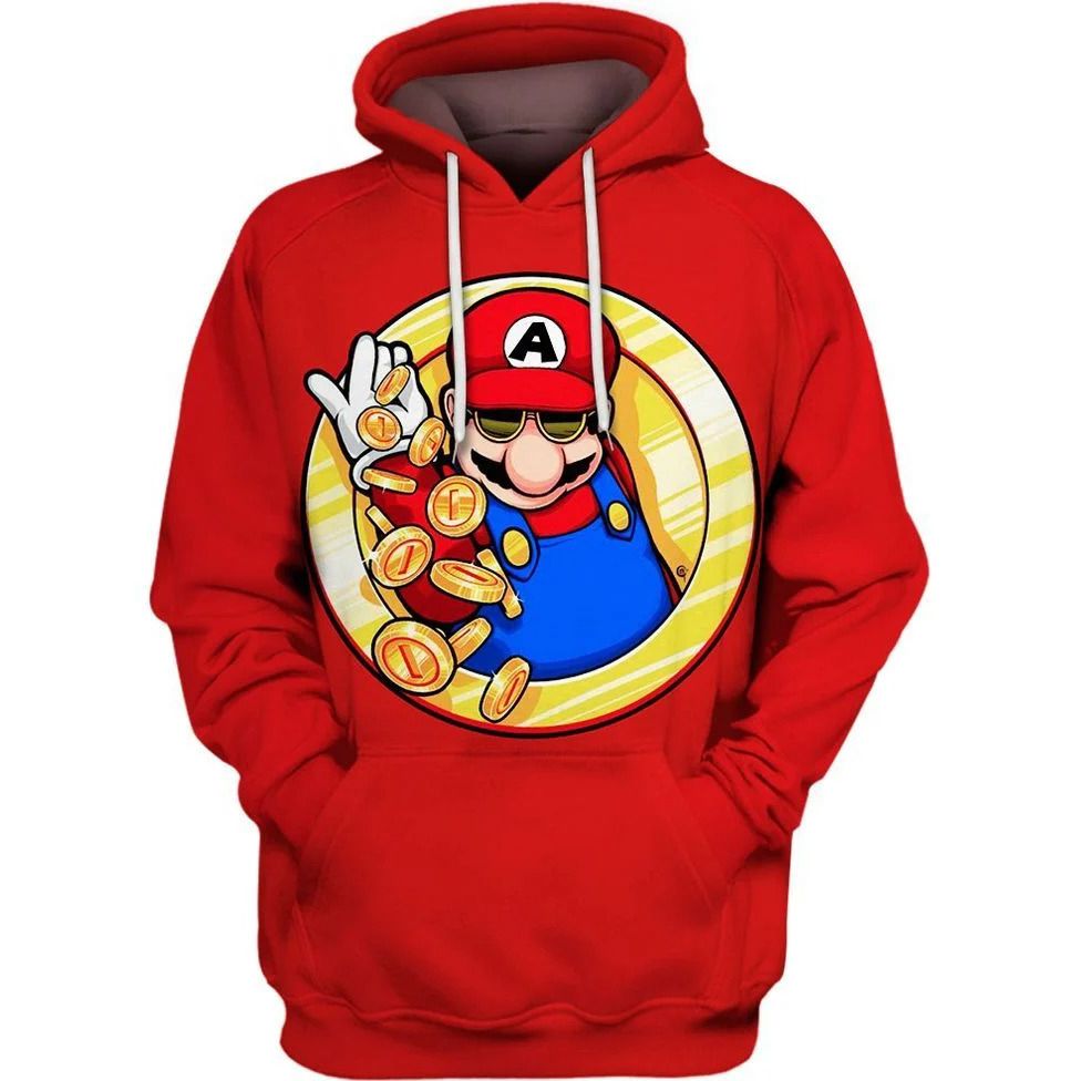 Mario Salt Bae Over Print 3d Zip Hoodie