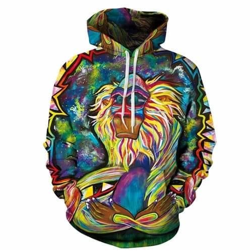 Meditating Rafiki Colorful Men And Women 3d Hoodie