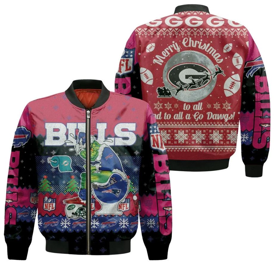 Merry Christmas Georgia Bulldogs To All And To All A Go Dawgs Ugly Christmas 3d Jersey Bomber Jacket