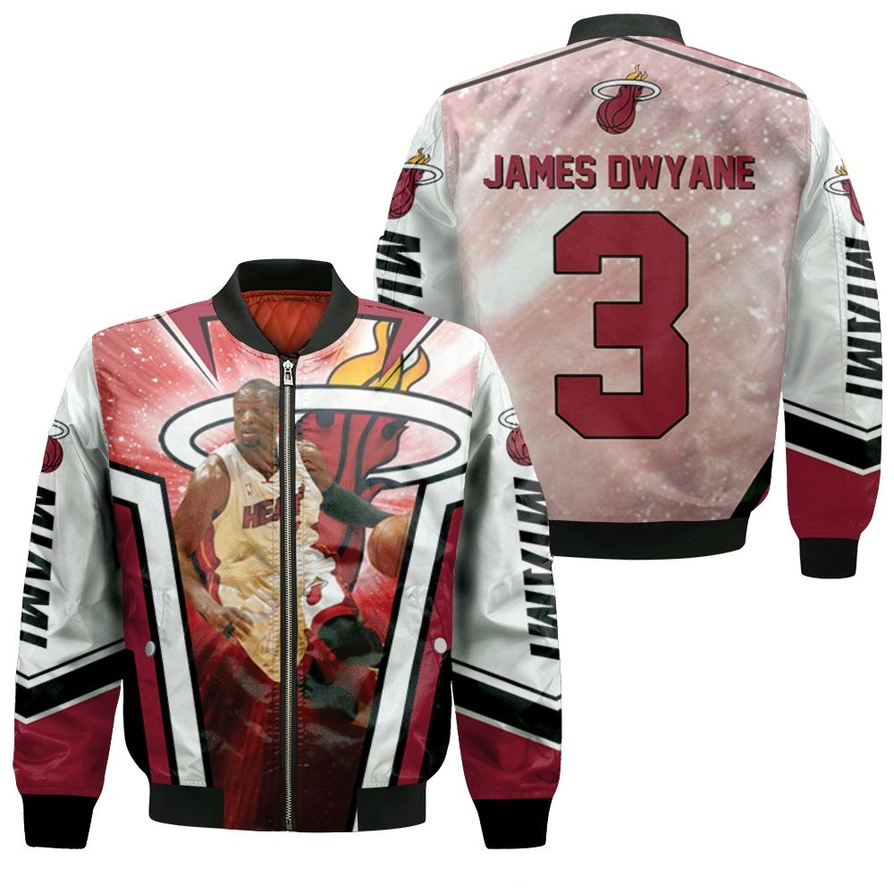 Miami Heat Logo Chris Bosh Lebron James Dwyane Wade For Fan Bomber Jacket