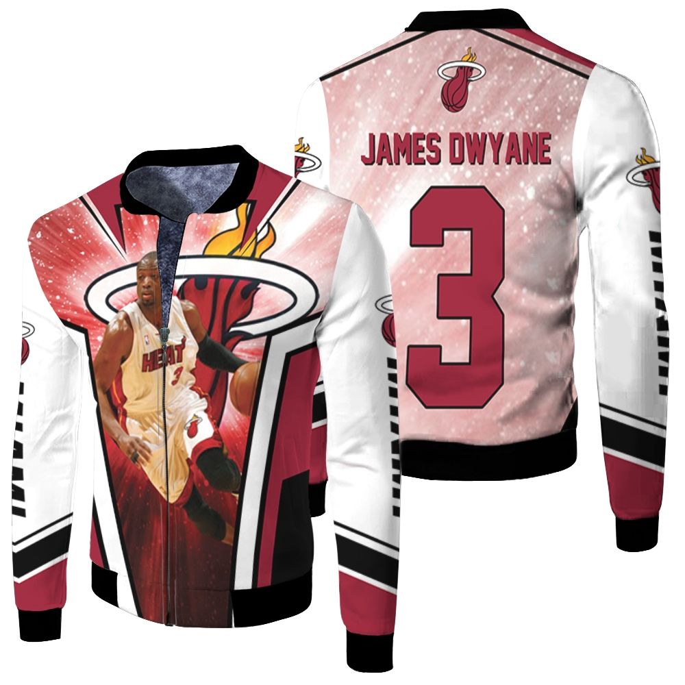 Miami Heat Logo Chris Bosh Lebron James Dwyane Wade For Fan Fleece Bomber Jacket