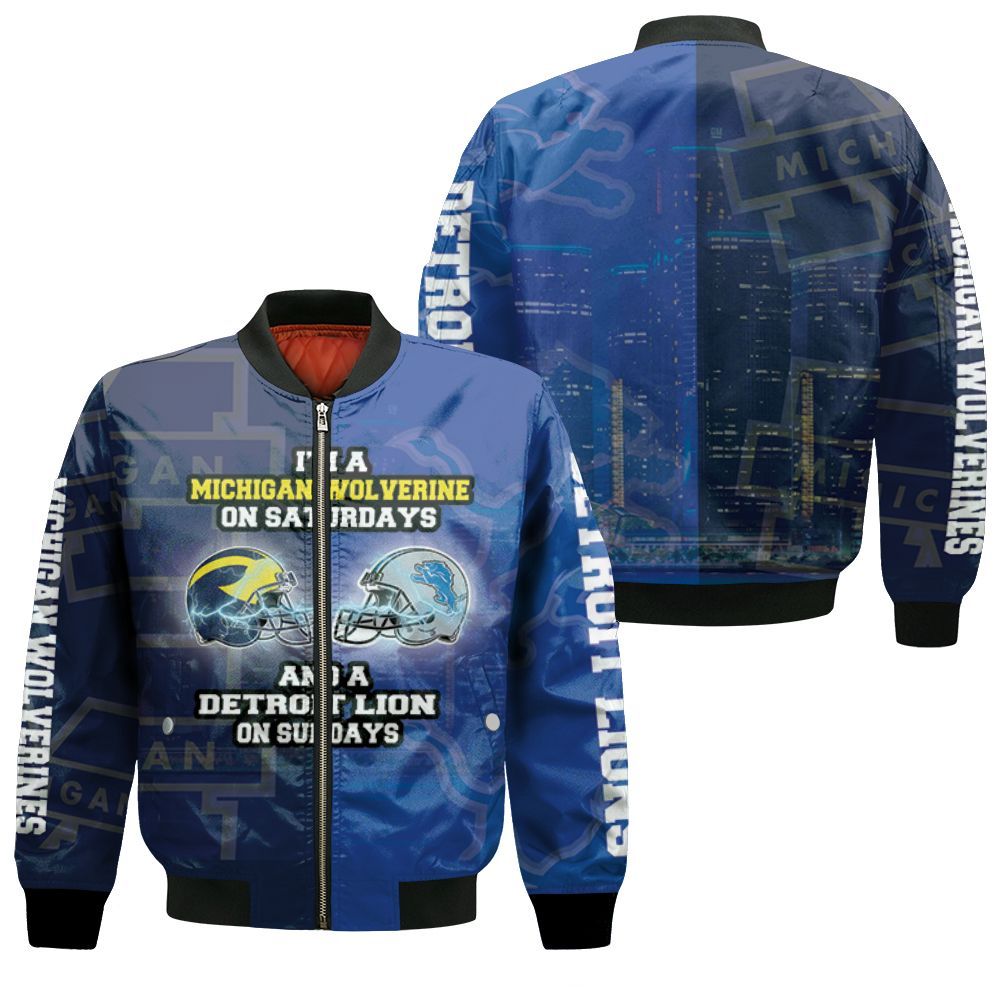 Michigan Wolverine On Saturdays And Detroit Lion On Sundays Fan 3d Jersey Bomber Jacket