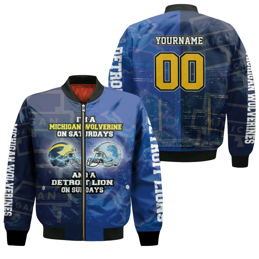 Michigan Wolverine On Saturdays And Detroit Lion On Sundays Fan 3d Personalized Bomber Jacket