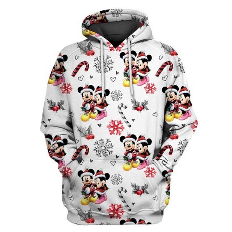 Mickey And Minnie Christmas Snow All Over Printed Custom 3d Hoodie