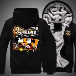 Mickey And Minnie, Life Is Better Together Print 3d Fleece Zip Hoodie
