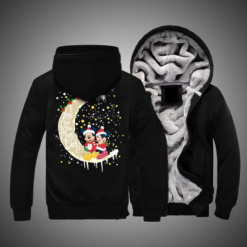 Mickey And Minnie Love To The Moon Over Print 3d Fleece Zip Hoodie